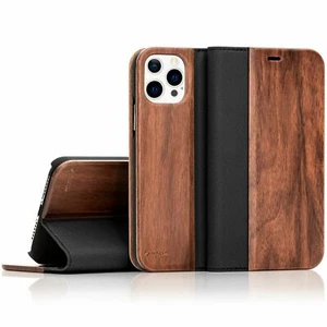 Für iPhone 13 Pro Max - FSC zert. Natur Holz Handy Hülle Wood Flip Case Cover - Bild 1 von 7