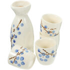 Elegantes Pflaumenblüten-Sake-Set, 5-teiliger Keramik-Topf, japanische Becher