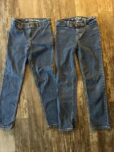 Cat & Jack Girl Jeans Denim Pant Sz 10 Straight Super Stretch Adjustable Lot i1 - Picture 1 of 5