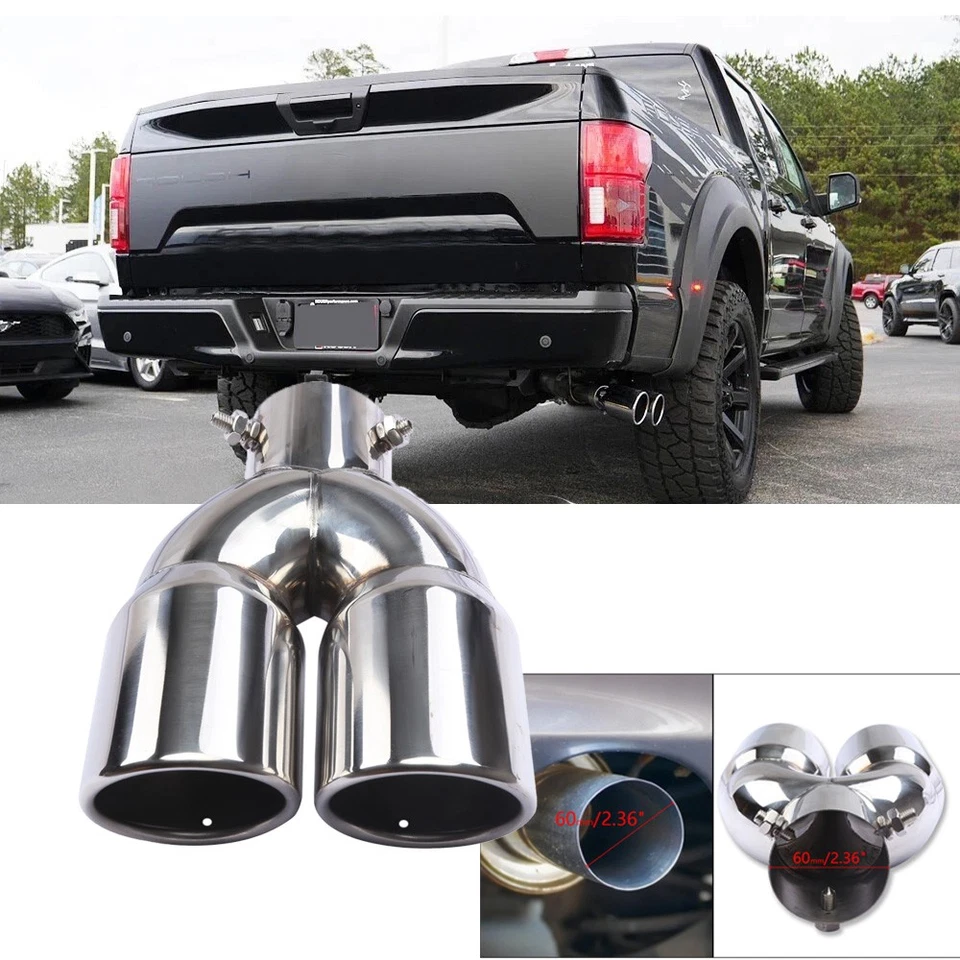 Calibre Coche Doble Salida Trasera + Puntas Silenciador Escape Para Ford F-150 STX Foto 1 de 4