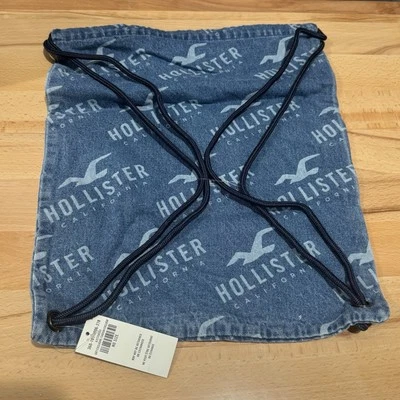 Hollister California Jean рюкзак на шнурке сумка пляж сумка с короткими ручками ручная кладь джинсовой ткани новый - Изображение 1 из 4