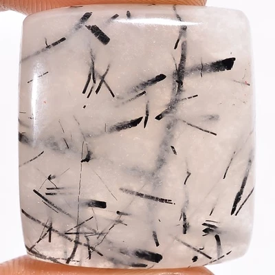 Black Rutile Quartz Radiant Shape Cabochon Gemstone 57 Ct. 30X27X7 mm A-17272 - Image 1 of 2