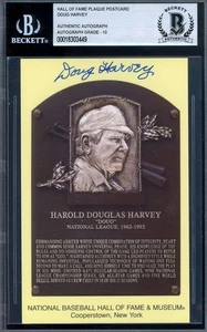 Doug Harvey Gem Mint 10 Beckett BAS Signed Gold Hall of Fame Plaque Postcard  - Picture 1 of 2