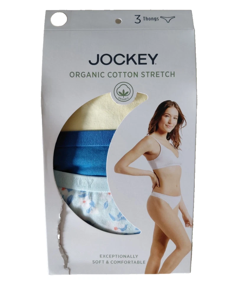 Женские стринги Jockey 3XL 50-52 из органического хлопка эластичные с логотипом упаковка 3 шт. желтые синие - Изображение 1 из 2