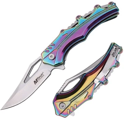 MTech Assisted Folding Knife 3.13″ Mirror 3Cr13MoV Steel Blade Stainless Handle - Image 1 of 3