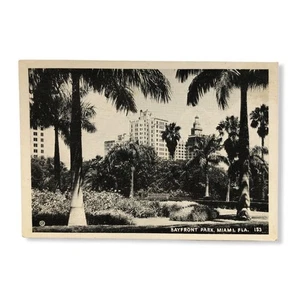 Vintage 1950s Travel Souvenir B&W Photo Card 153 Bayfront Park Miami FL - Picture 1 of 5