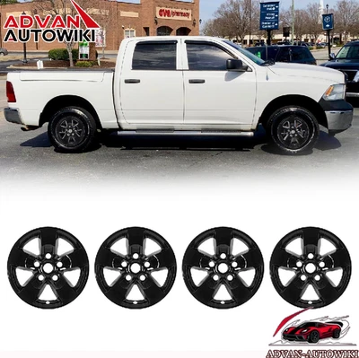 Set of 4 17'' Wheel Hubcaps For 2013-18 DODGE RAM 1500 Black Lacquer Snap-On - Изображение 1 из 4