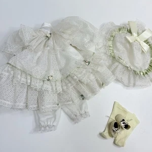 VTG Doll Dress Clothes For 16” Doll White Tier Lace Dress Hat Pantaloons - Picture 1 of 9