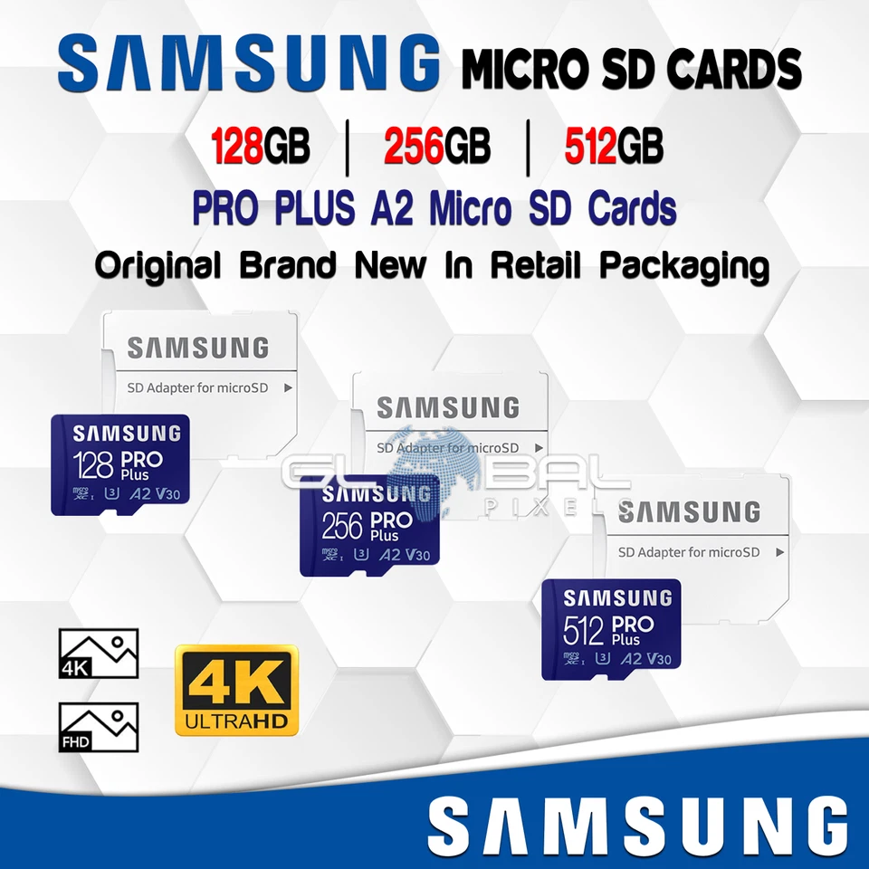 SAMSUNG Micro SD Card PRO PLUS 128gb 256gb 512gb Adapter Fast lot Tablet Phone - Image 1 of 1