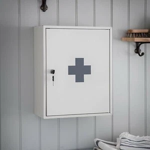 Medicine Cabinet 3 Tier Wall Mounted Steel Storage Furniture Medical Lockable UK - Picture 1 of 5