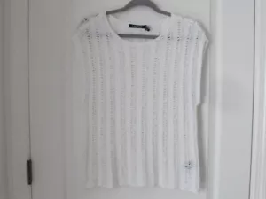 Ralph Lauren Strick Leinenmischung Weste weiß offen Strick Lagenlook klassisch zeitlos - Bild 1 von 13