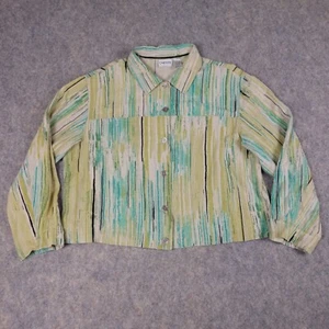 Chico's Button Up Shirt Women's XL 3 Multicolor Cropped Linen Blend Button - Picture 1 of 8