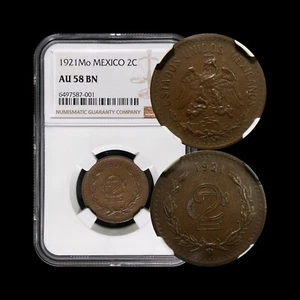 MEXICO. 1921, 2 Centavos - NGC AU58 - Eagle & Snake - Picture 1 of 6