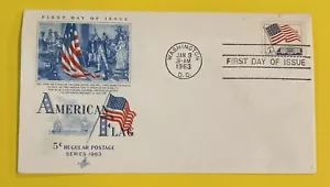 American Flag 5¢ Stamp FDC First Day of Issue Jan 9, 1963 - Picture 1 of 2