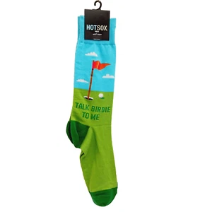 Hot Sox Socks Crew Men Women Talk Birdie to Me Dirty Golf Ball Club Bag Green - Picture 1 of 9