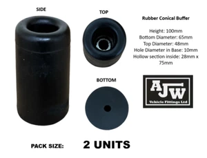 2 Gummi Pufferkegel konisch 100 x 65 LKW Anhänger Pferdebox Stoßstange Boot Stop - Bild 1 von 6