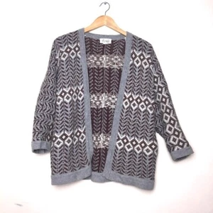 🍁Forever 21 Boutique Mujer Patrón Diamante Azteca Gran Tamaño Cárdigan Gris Talla M - Imagen 1 de 7