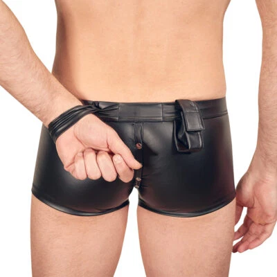 SVENJOYMENT BONDAGE Männer Unterhose M L XL mit Fesseln Drucknöpfe Bondage Fetisch schwarz "Lexy"