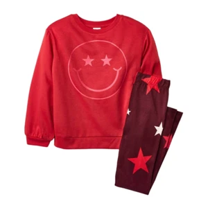 Girls Pullover and Flared Pants Pajama Set art class Red Size M - Picture 1 of 3