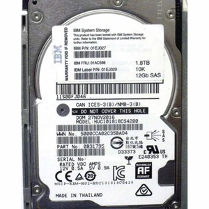 01AC598 IBM HARD DRIVE 1.8TB 10K 12G SAS 2.5 SFF FOR STOREWIZE V5000 G1 G2 - Picture 1 of 4