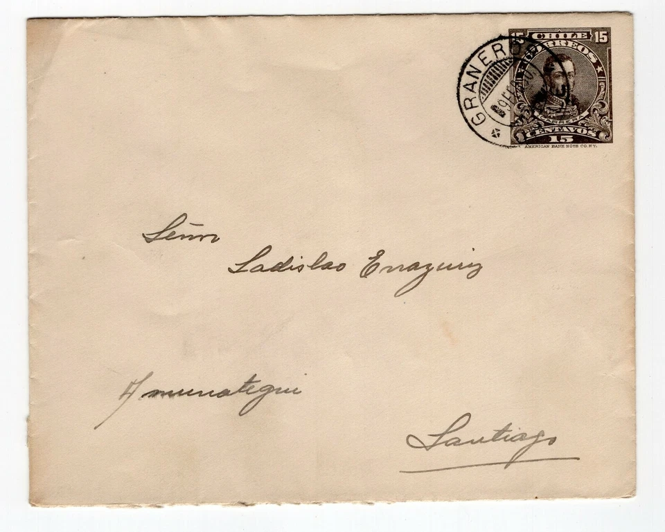CHILE 1930 small town cancel GRANEROS  on scarce stationery to Santiago - Image 1 of 1