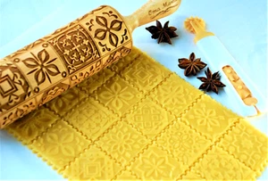 Boho design Rolling pin Cookie stamp Embossed rolling pin Cookie cutter Baking - Picture 1 of 9
