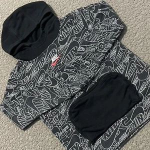 Nike Hoodie Boys S Black All Over Print AOP Zip Pocket Pullover Sweatshirt - Picture 1 of 16