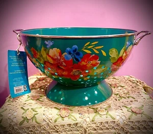 PIONEER WOMAN TEAL Wildflower Whimsy 5 Quart COLANDER 11" NWT - Picture 1 of 13