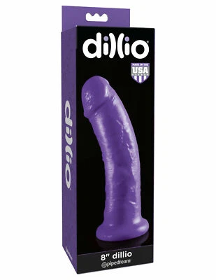 Dillio Dildo 8" - Purple - Body-Safe Harness Compatible Dong - Image 1 of 2