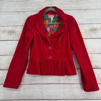 Elevenses Anthropologie Corduroy Blazer Jacker Women's Size 2 Red - Image 1 of 4