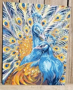 Malen nach Zahlen Majestätische Pfauen Gemälde komplett 16 x 20 Pfau - Bild 1 von 12