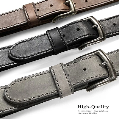 Antiguo cinturón de jean informal de cuero completo genuino de una pieza con hebilla de 1-1/2" (38 mm) de ancho Foto 1 de 4