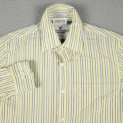 American Eagle Shirt Mens XS Yellow Striped Casual Button Up Long Sleeve - Image 1 of 4