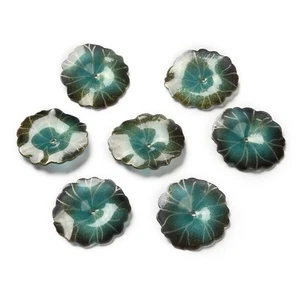 50 pcs Acrylic Teal Lotus Leaf Bead Cap Beads Spacer for DIY Jewelry Making 30mm - Picture 1 of 3