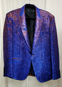 Asos Design Purple Sparkly Iridescent Evening One Button Jacket Size 42 R