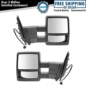 Tow Mirror Power Heated Puddle Textured Black Pair Set for Ford Expedition New - Picture 1 of 10