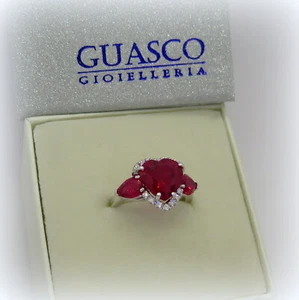 Anello cuore rosso in argento 925 - Foto 1 di 2