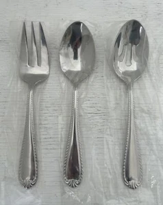 NEW Reed & Barton DOMAIN 3 Piece Serving Set Stainless Flatware 18/10 Spoon Fork - Picture 1 of 7