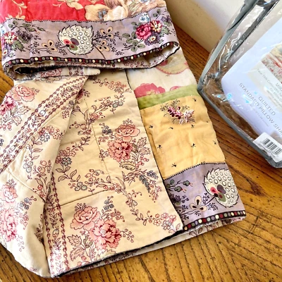 Винтажная стеганая стандартная наволочка Liz Claiborne Mirabelle цветочный узор богемное потертый шик - Изображение 1 из 4