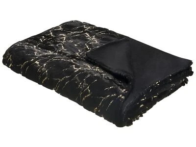 Tagesdecke Marmor-Design schwarz gold 130 x 180 cm modern glamourös Godavari - Bild 1 von 4