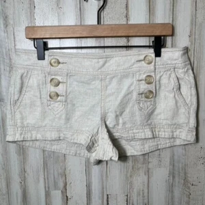 Vintage Y2K Express Leinenmischung Mini Shorts creme khaki Damengröße 8 - Bild 1 von 6
