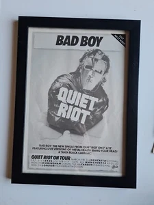 Quiet RIOT BAD BOY 1980s FRAMED Album ADVERT MUSIC POSTER A4 8X12" - Imagen 1 de 2
