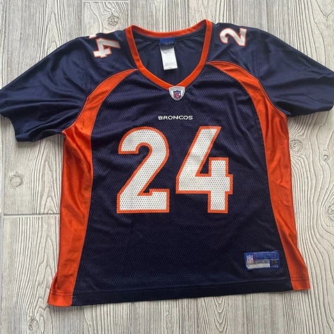 NFL Apparel Denver Broncos #24Champ Bailey Jersey Blue Orange Youth Large Cover