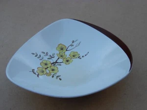 Vintage Original Carlton Ware Floral Spray Serving Dish Brown Trim 1950's - Picture 1 of 11
