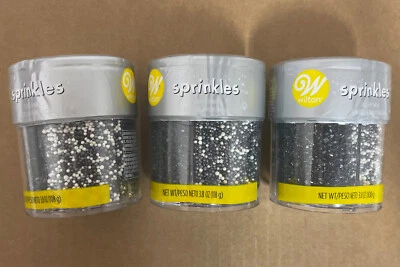 3x Wilton черные, белые и серебряные 4-клеточные посыпанные смеси кексы печенье торты 3,8 унц - Изображение 1 из 4