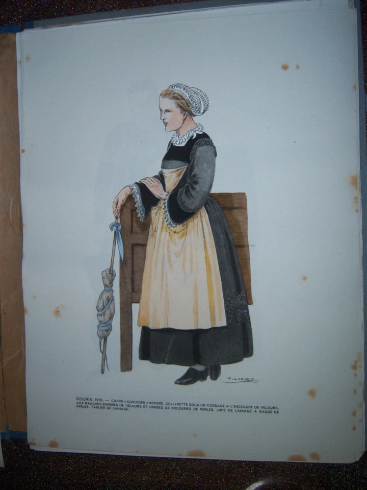 BRETAGNE le costume Breton DESSIN DE LHUER 24 x 32 cm GOURIN 1910 - Photo 1/1