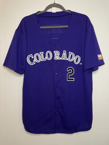 Troy Tulowitzki #2 Colorado Rockies MISSPELLED NAME Jersey Size XL RARE Purple Cover