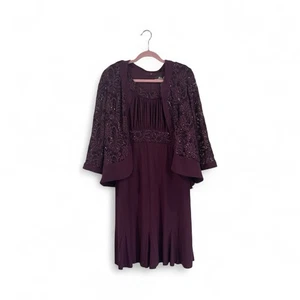 Vestido para mujer R&M Richards y chaqueta de encaje con lentejuelas - ciruela talla 12 - Imagen 1 de 12