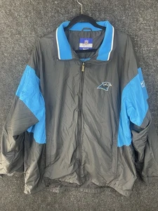 Carolina Panthers NFL Onfield Reebok Cremallera Completa Chaqueta Repelente al Agua Hombres XL Negra - Imagen 1 de 10