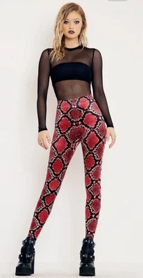 Blackmilk Blood Serpent Velvet HW Leggings NWOT-Rare, Size S, punk party travel - Image 1 of 4